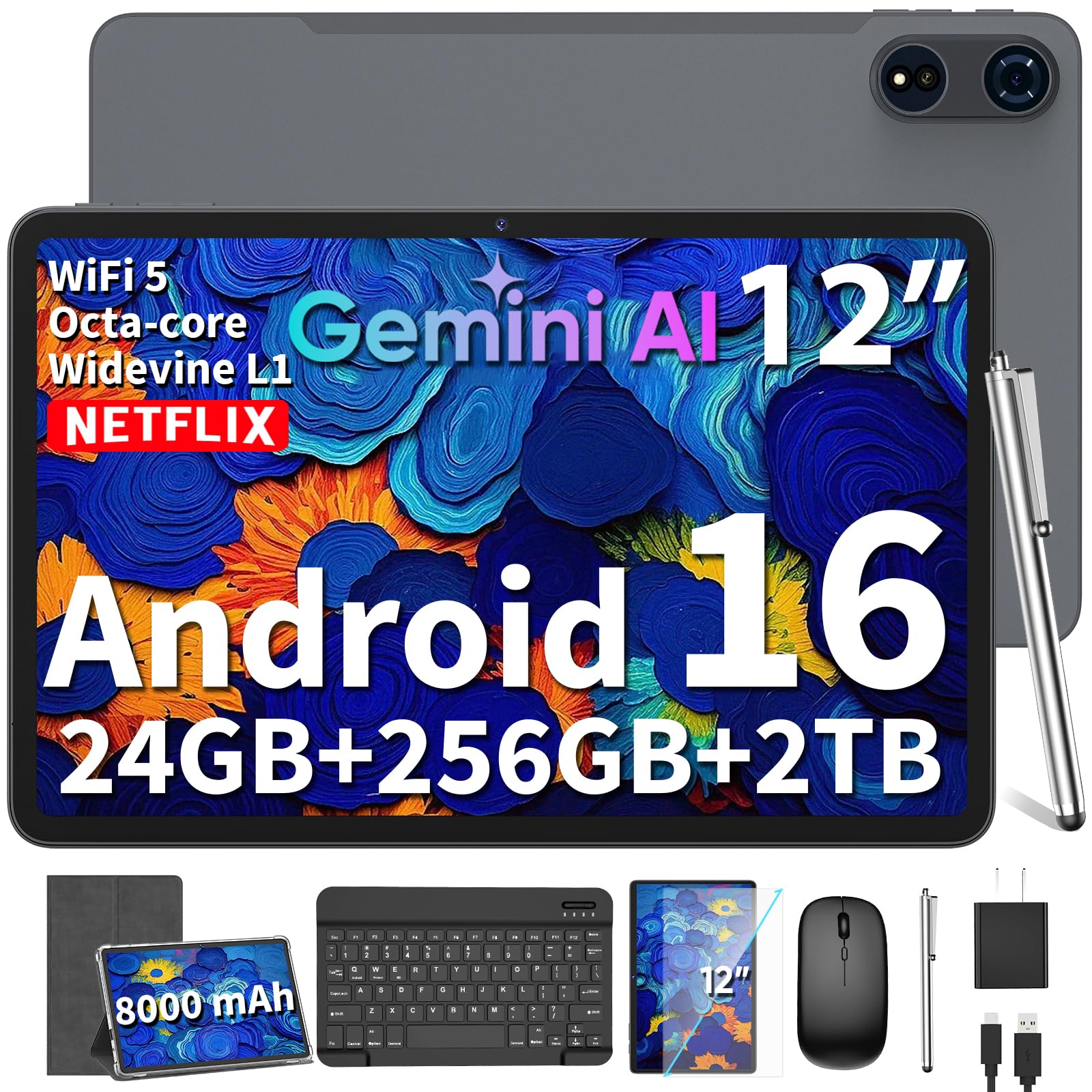 Amazon.com : 2026 12 Inch Large Tablet, Android 16 Tablet with
